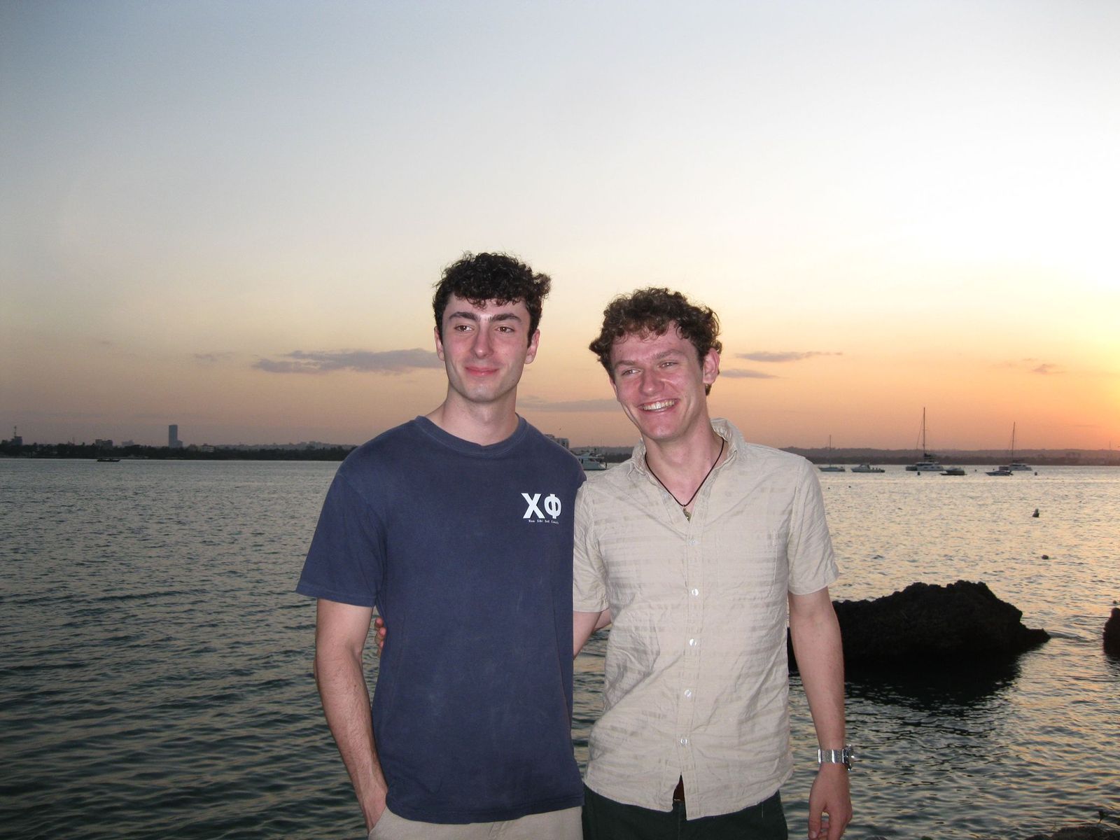 Two GML summer fellows at sunset in Dar es Salaam